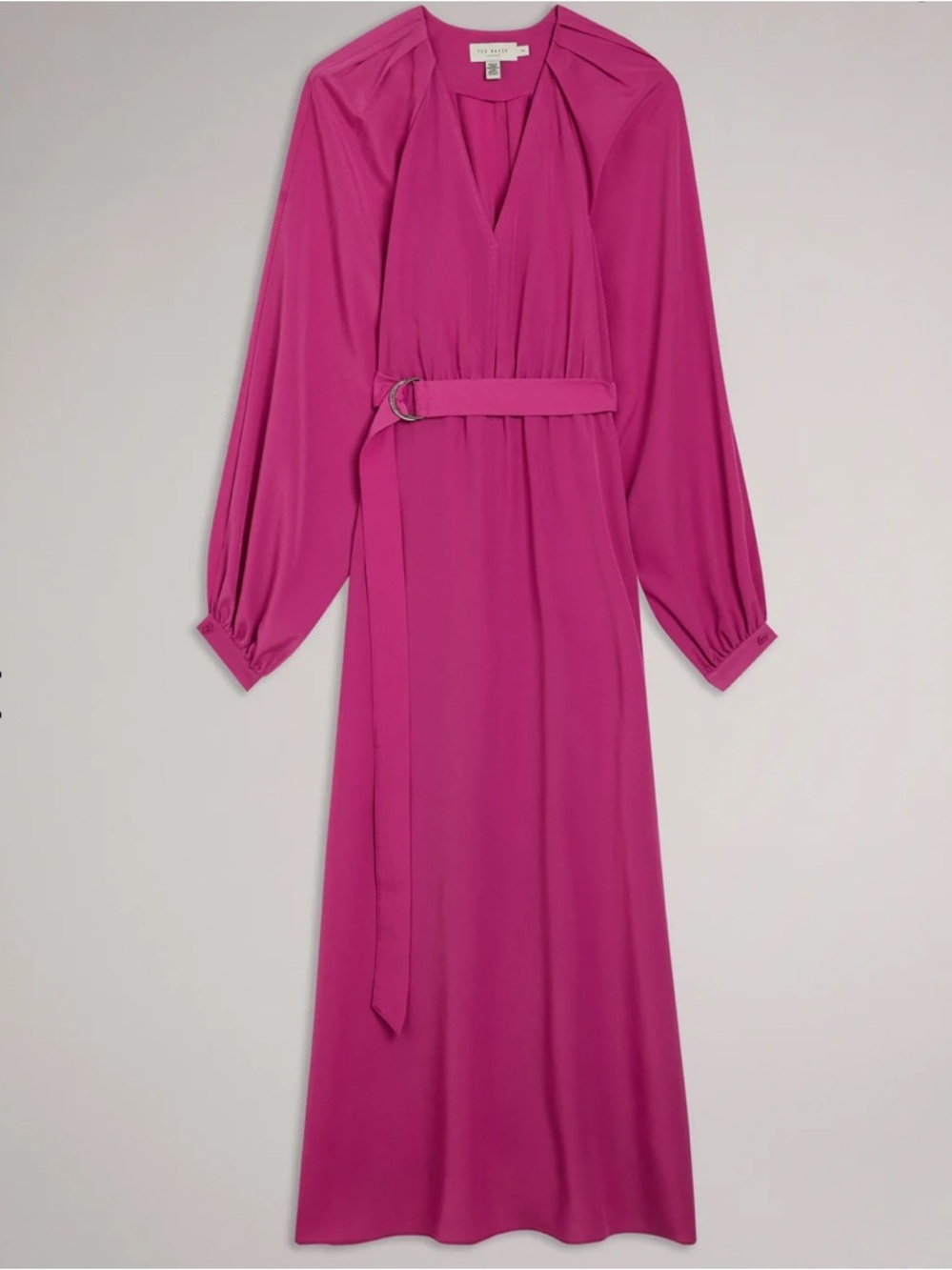 SOLD/ Ted Baker Comus Magenta Long Sleeve Belted Maxi Dress Size 1.